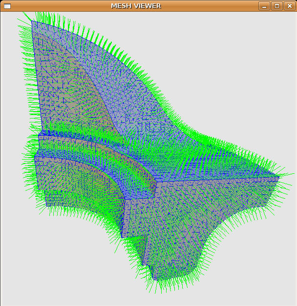 Sample loaded mesh displaying shaded faces, edges and vertex normals